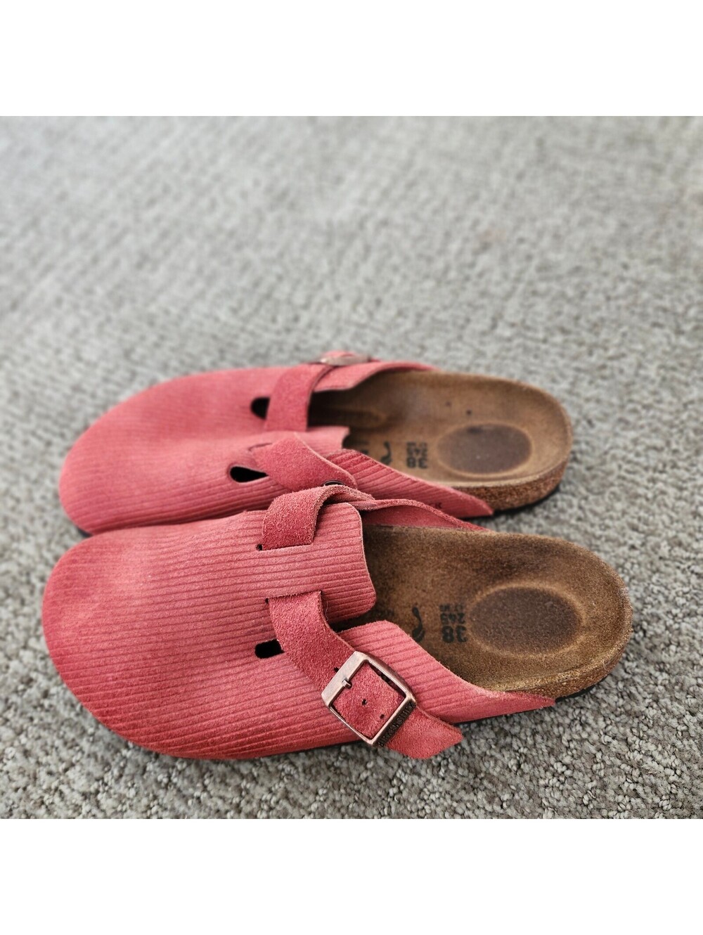 Birkenstock Boston Corduroy Suede Sienna Red Clog Slip-On Shoes Size 38 US 7 - Picture 4 of 8